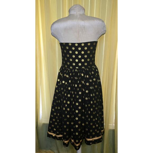 Modcloth Geode Black‎ and Gold polka dot Strapless Dress Size XL - Picture 2 of 8